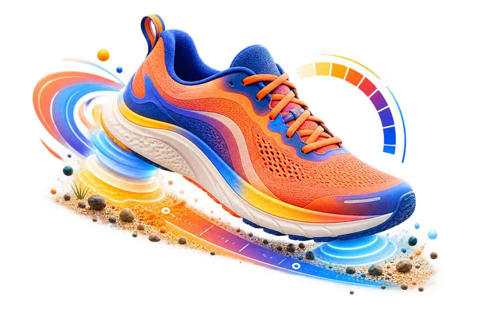 Illustration colorée d’une chaussure de running analysée par ShoeMatch